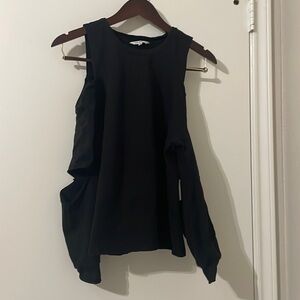 J.ING Black Cutout Grunge Biker Top Size XS